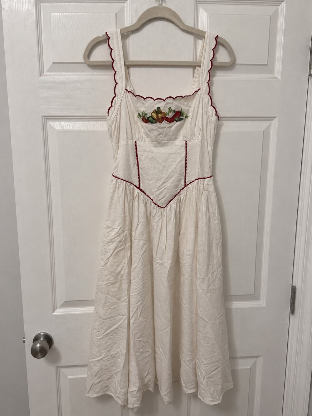 Cider White Embroidered Midi/Maxi Dress Size M Cottagecore